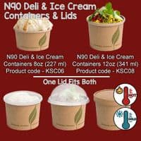 N90 Standard Biodegradable Compostable Soup Ice Cream & Deli Containers 8oz x 25