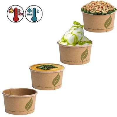 N90 Standard Biodegradable Compostable Soup Ice Cream & Deli Containers 8oz x 25