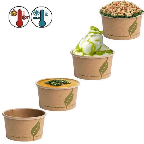 N90 Standard Biodegradable Compostable Soup Ice Cream & Deli Containers 8oz x 25