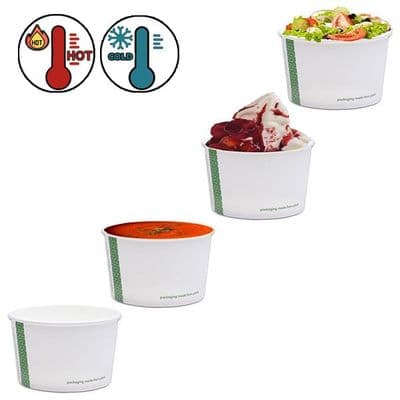 N90 Standard Cardboard Biodegradable Compostable Ice Cream Soup Containers 8oz x 50