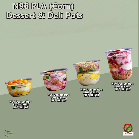 N96 Compostable Biodegradable Dessert & Deli Salad Pots | Bulk