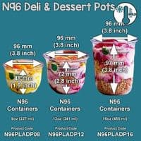 N96 Disposable Compostable Biodegradable Dessert & Deli Salad Pots x 50