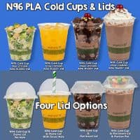 N96 Clear PLA Cold Cups & Dessert Pots Range | Compostable Takeaway Drink Cups | Plastic-Free Plant-Based Smoothie Cups 9oz 12oz 16oz 20oz