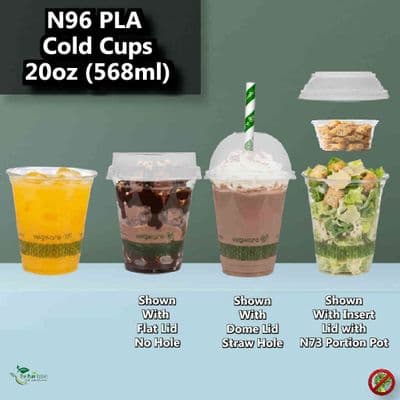 N96 PLA Corn Biodegradable Compostable Cold Cups | XL | 20oz (568ml)
