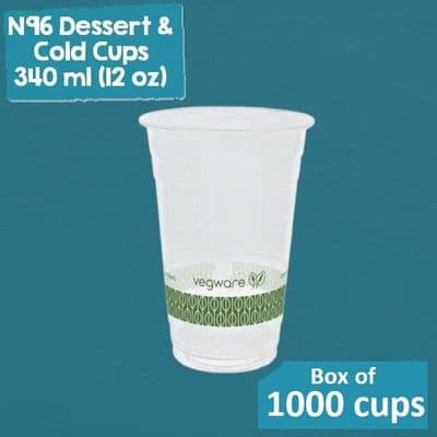 N96 PLA Corn Cold Cups 12oz – Biodegradable & Compostable (Box of 1000)