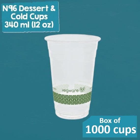 N96 PLA Corn Cold Cups 12oz – Biodegradable & Compostable (Box of 1000)