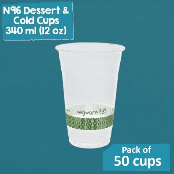 N96 PLA Corn Cold Cups 12oz – Biodegradable & Compostable (Pack of 50)