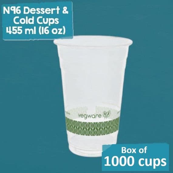 N96 PLA Corn Cold Cups 16oz – Biodegradable & Compostable (Box of 1000)