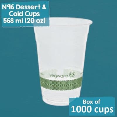N96 PLA Corn Cold Cups 20oz – Biodegradable & Compostable (Box of 1000)