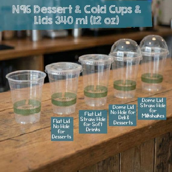 N96 PLA Corn Cold Cups & Lids 12oz – Biodegradable & Compostable (Pack of 50)