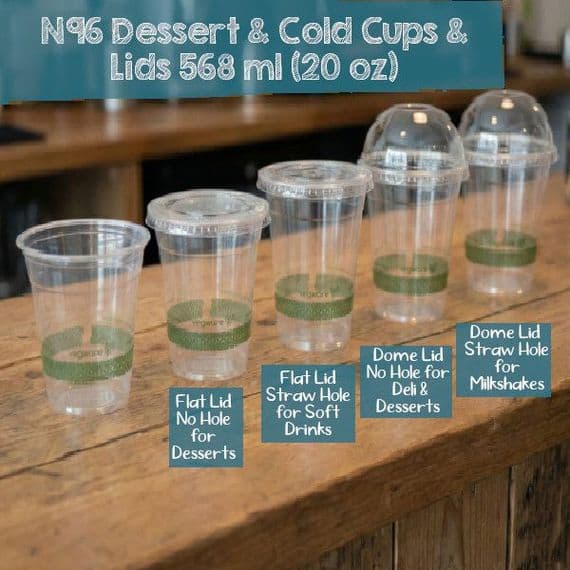 N96 PLA Corn Cold Cups & Lids 20oz – Biodegradable & Compostable (Box of 1000)