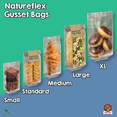 NatureFlex Clear Gusseted Heat Seal Bags |100% Plastic-Free | Home Compostable | Bulk