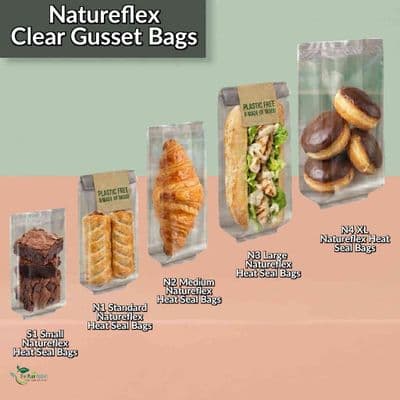 NatureFlex Clear Gusseted Heat Seal Bags | Plastic-Free | Pack of 100-1000