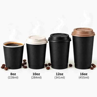 Noir Compostable Double Wall Hot Cups | 8 to 16oz | Box of 500