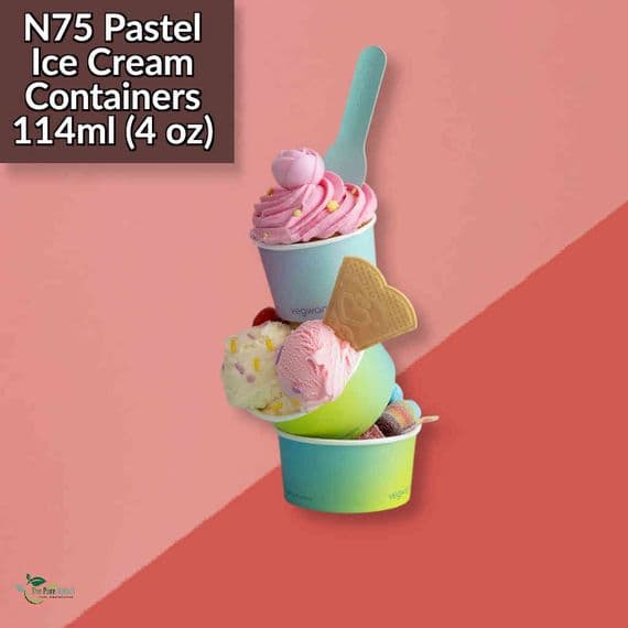 N75 Pastel Compostable Ice Cream & Small Soup Tubs | Pack of 50