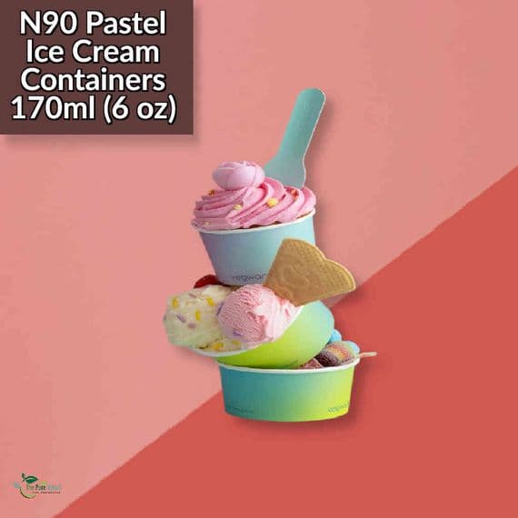 Pastel Cardboard Biodegradable Compostable Ice Cream Containers | 6oz | Box of 1000