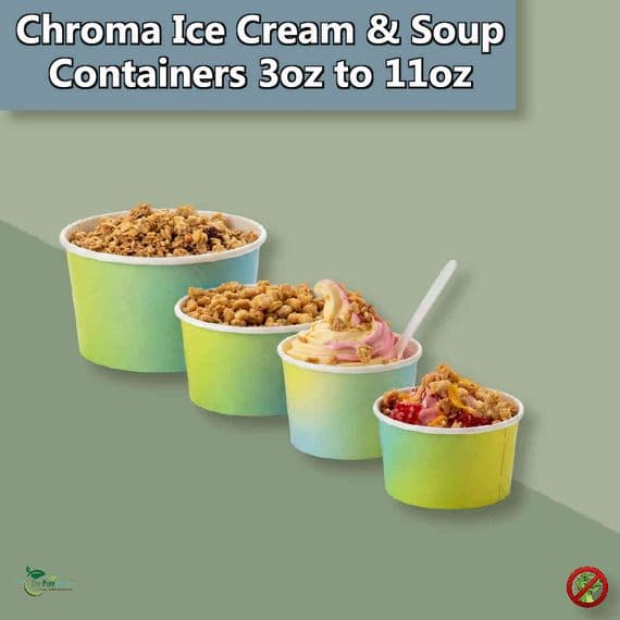 Pastel Compostable Cardboard Ice Cream & Soup Containers | Box of 500-1000