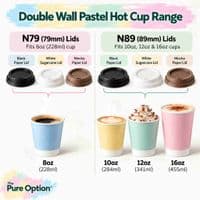 Pastel Compostable Double Wall Hot Cups | 8 to 16oz | Box of 500