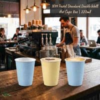 Pastel Compostable Double Wall Hot Cups | 8 to 16oz | Box of 500