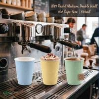 Pastel Compostable Double Wall Hot Cups | 8 to 16oz | Box of 500