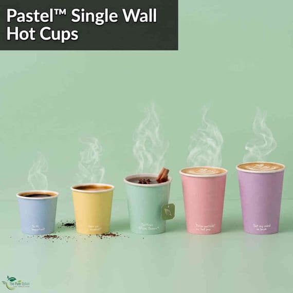 Simply White Compostable Single-Wall Paper Hot Cups (4oz to 20oz) | The Pure Option