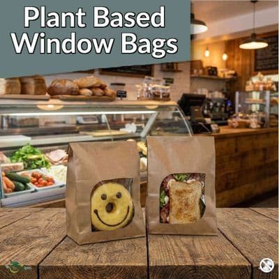 Plant-Based Kraft & Window Bags | 100% Compostable Food Bags