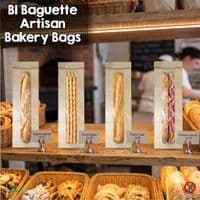 Premium Artisan Wheat Bakery Bags with NatureFlex Window | Compostable Window Paper Bread Bags | Plastic-Free Bakery Packaging Bulk