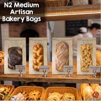 Premium Artisan Wheat Bakery Bags with NatureFlex Window | Compostable Window Paper Bread Bags | Plastic-Free Bakery Packaging Bulk