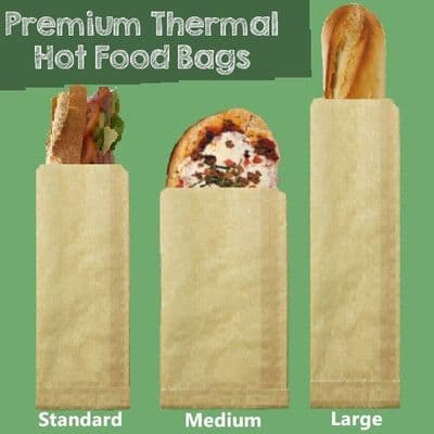 Premium Biodegradable Thermal Hot Food Oven & Grill Bags (Choose a Size)