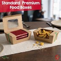 Premium Compostable Hot & Cold Food Boxes with NatureFlex Window | Takeaway Boxes