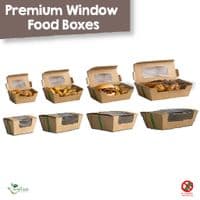 Premium Compostable Hot & Cold Food Boxes with NatureFlex Window | Takeaway Boxes
