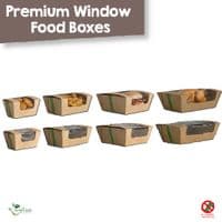 Premium Compostable Hot & Cold Food Boxes with Window | Takeaway Boxes | Bulk