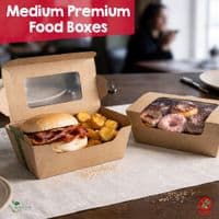 Premium Compostable Hot & Cold Food Boxes with Window | Takeaway Boxes | Bulk