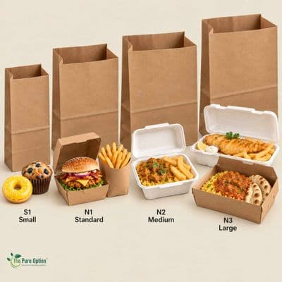 Premium Compostable Kraft Paper Carrier Food Bags | 4 Sizes