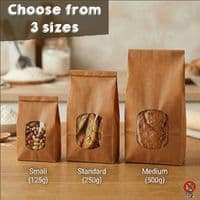 Premium Compostable Kraft Window Heat Seal Bags | Pack of 100-1000