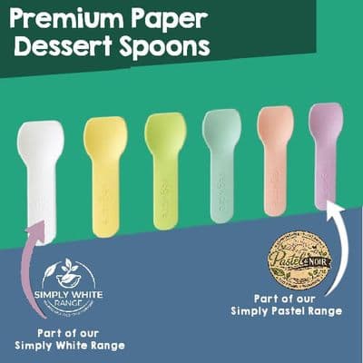 Premium Paper Biodegradable Compostable Dessert & Ice Cream Spoons (50 Pack)