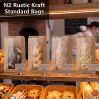 Rustic Kraft Bakery Bags with Glassine Window | Compostable Paper Bread Bags | Plastic-Free Pastry Bags Pack of 100