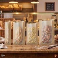 Rustic Kraft Bakery Bags with Glassine Window | Compostable Paper Bread Bags | Plastic-Free Pastry Bags Pack of 100