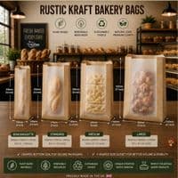Rustic Kraft Bakery Bags with Glassine Window | Compostable Paper Bread Bags | Plastic-Free Pastry Bags Pack of 100