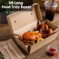 Kraft Biodegradable & Compostable Food Tray Boxes (Pack of 100) | Eco-Friendly Open-Top Paperboard Catering Trays | Plastic-Free Street Food Containers