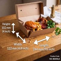 Kraft Biodegradable & Compostable Food Tray Boxes (Pack of 100) | Eco-Friendly Open-Top Paperboard Catering Trays | Plastic-Free Street Food Containers