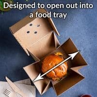 Kraft Biodegradable & Compostable Food Tray Boxes (Pack of 100) | Eco-Friendly Open-Top Paperboard Catering Trays | Plastic-Free Street Food Containers