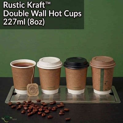 Rustic Kraft Compostable Double Wall Hot Cups | 8 to 16oz | Box of 500