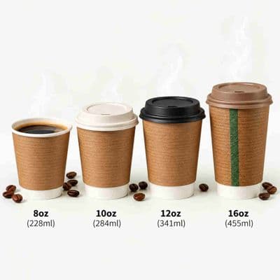 Rustic Kraft Compostable Double Wall Hot Cups | 8 to 16oz | Box of 500