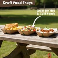 Kraft Basics Compostable & Recyclable Food Trays | Eco-Friendly Open-Top Paperboard Takeaway Trays | Plastic-Free Budget Street Food Containers