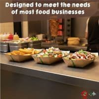 Kraft Basics Compostable & Recyclable Food Trays | Eco-Friendly Open-Top Paperboard Takeaway Trays | Plastic-Free Budget Street Food Containers