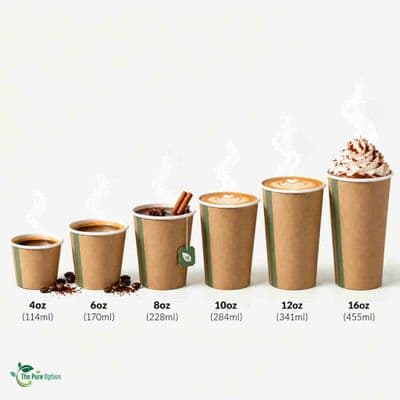 Rustic Kraft Compostable Single Wall Hot Cups | 4 to 16oz | Box of 1000