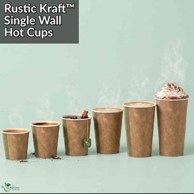 Rustic Kraft Compostable Single Wall Hot Cups | 4 to 16oz | Box of 1000