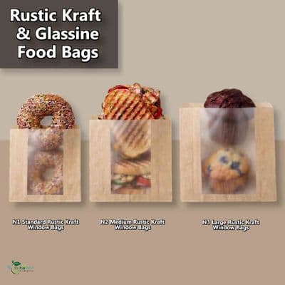 Rustic Kraft Food Bags with Glassine Window | Eco-Friendly & Zero Plastics