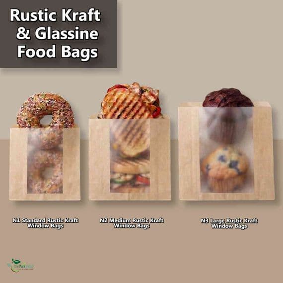 Rustic Kraft Food Bags with Glassine Window | Eco-Friendly & Zero Plastics